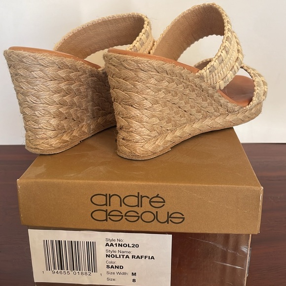 Andre Assous Nolita Rafia wedge sandals, size 8 - Picture 3 of 9